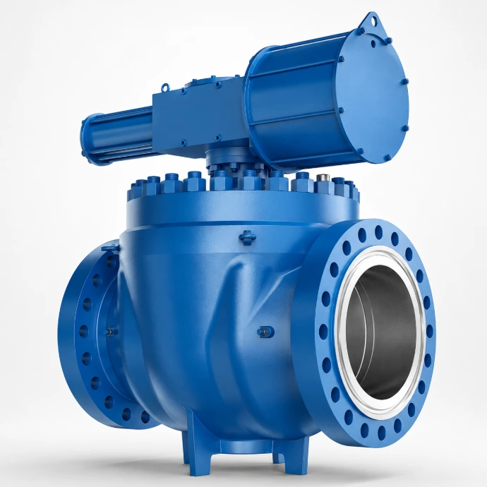 Industrial actuated ball valve for high pressure pipeline flow control applications