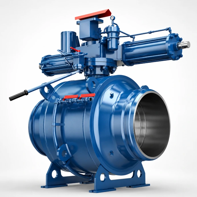 High-performance industrial ball valve with actuator assembly for automated operation