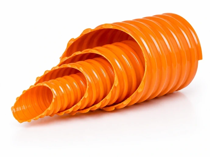 Flexible spiral hose for air, dust, and light material conveying applications